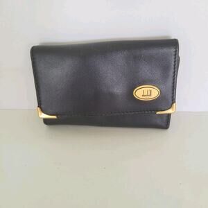 Dunhill Key Case Hooks Holder Wallet Logo Black Trifold Designer Retro Leather